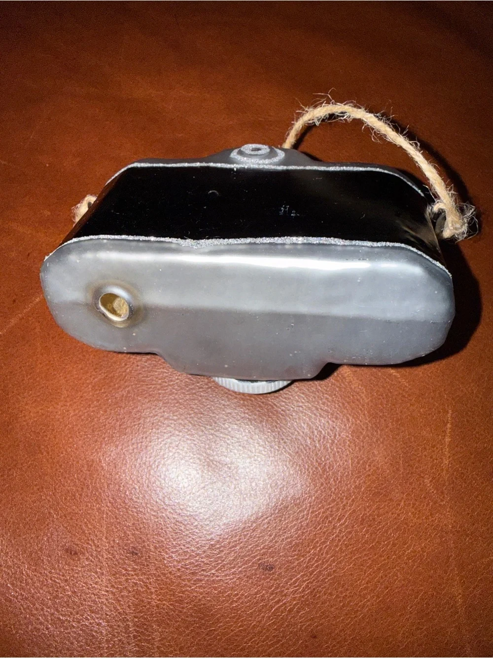 Vintage-Style Decorative Camera Ornament - Black and Silver